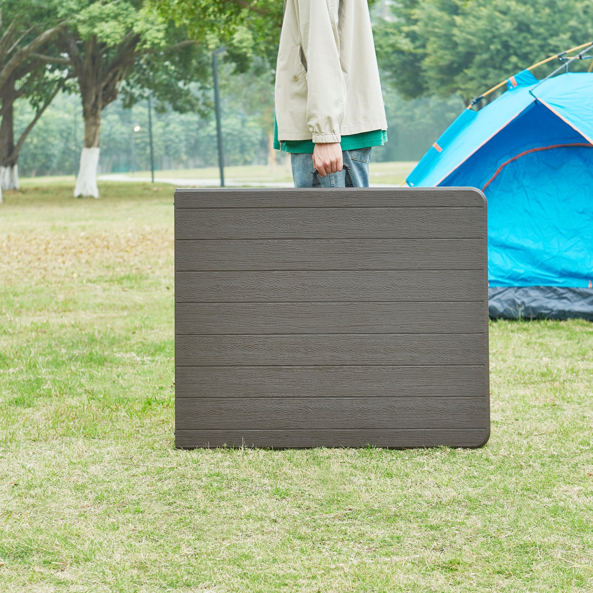 Tavolo da Picnic Lillestrøm Pieghevole 180 x 75 x 72 cm Marrone Effetto Legno pro.tec