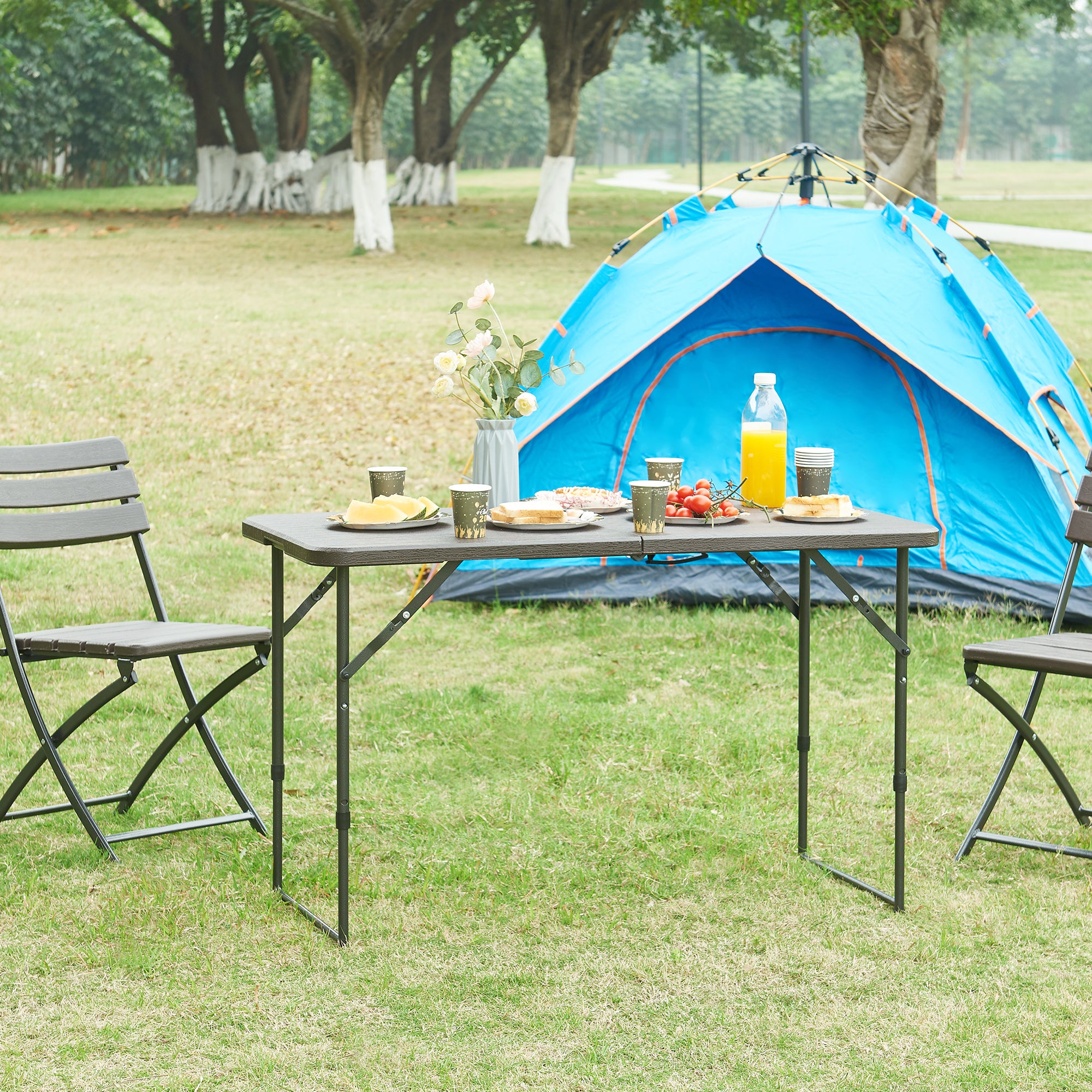 Tavolo da Picnic Adelfia Pieghevole - Effetto Legno [en.casa]