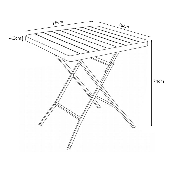 Tavolo da Picnic Lillestrøm Pieghevole 78 x 78 x 74 cm Marrone Effetto Legno pro.tec