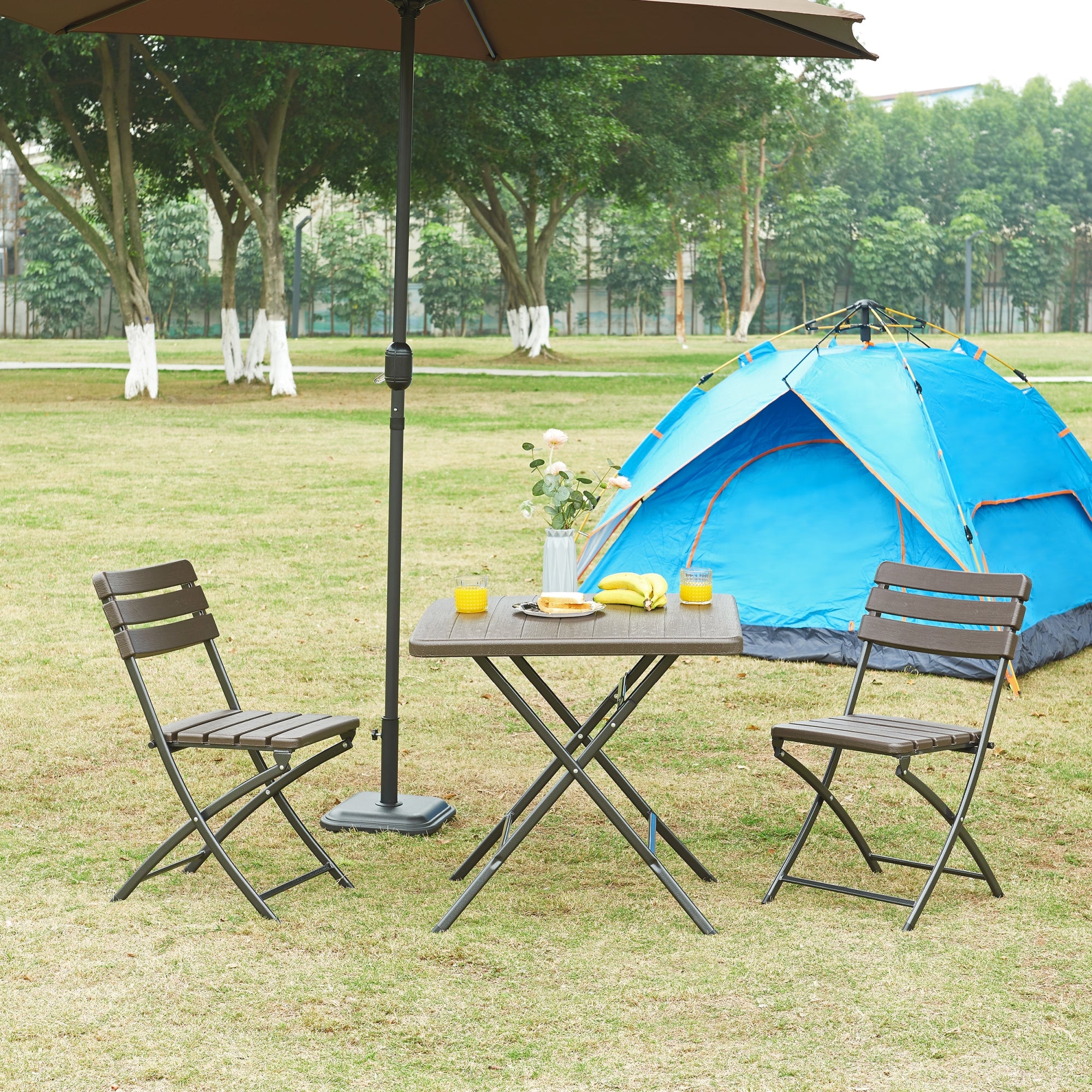 Tavolo da Picnic Lillestrøm Pieghevole 78 x 78 x 74 cm Marrone Effetto Legno pro.tec