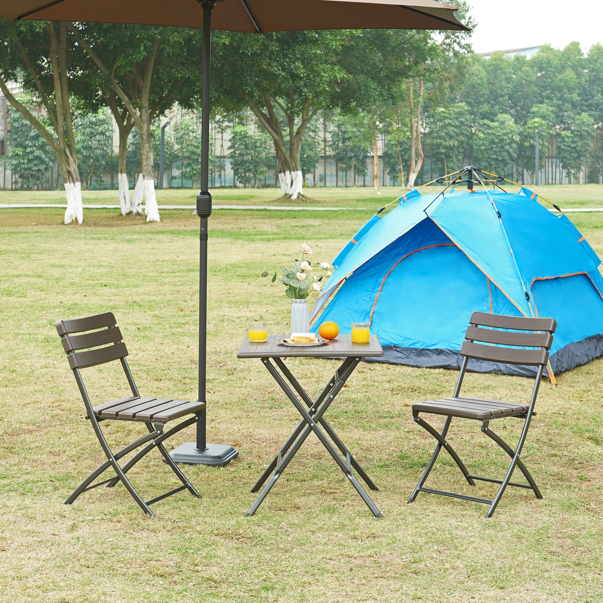 Tavolo da Picnic Lillestrøm Pieghevole 61,5 x 61,5 x 73 cm Marrone Effetto Legno pro.tec