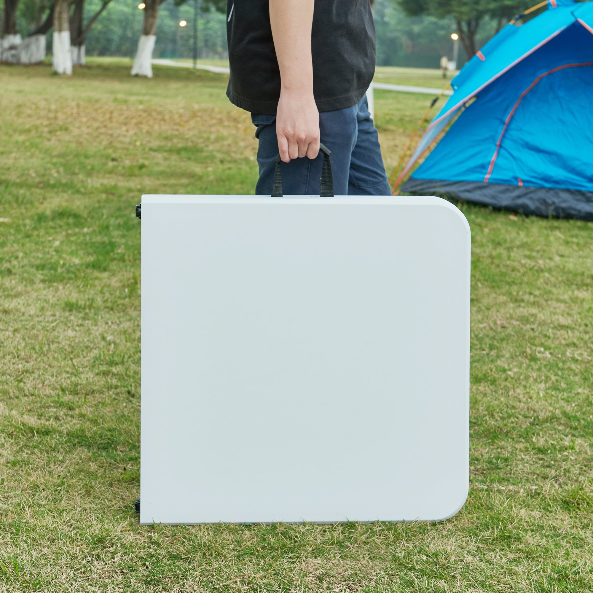 Tavolo da Picnic Adelfia Pieghevole - Bianco [en.casa]