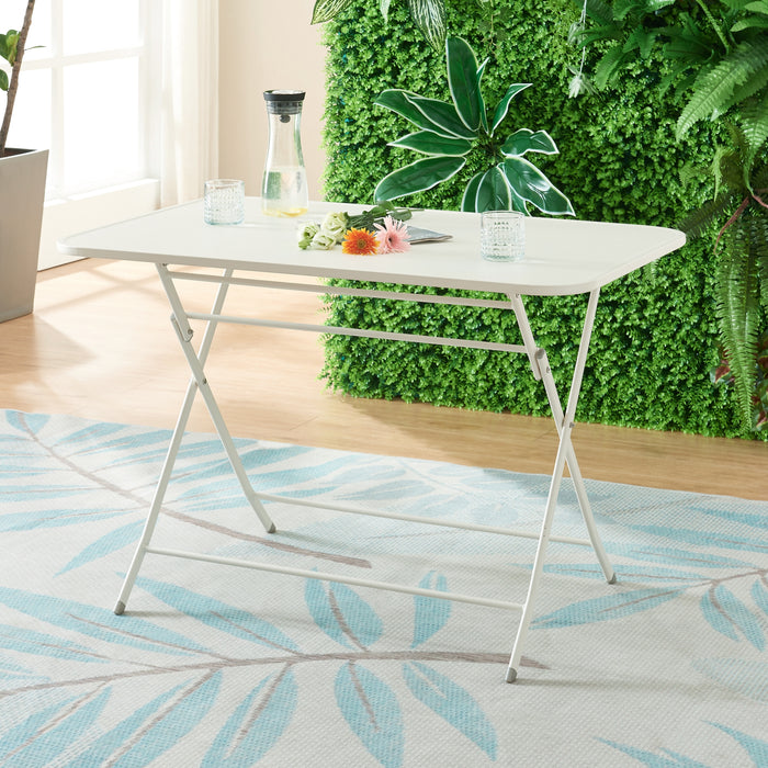 Tavolo Pieghevole Sande con Piano Rettangolare - Bianco [en.casa]