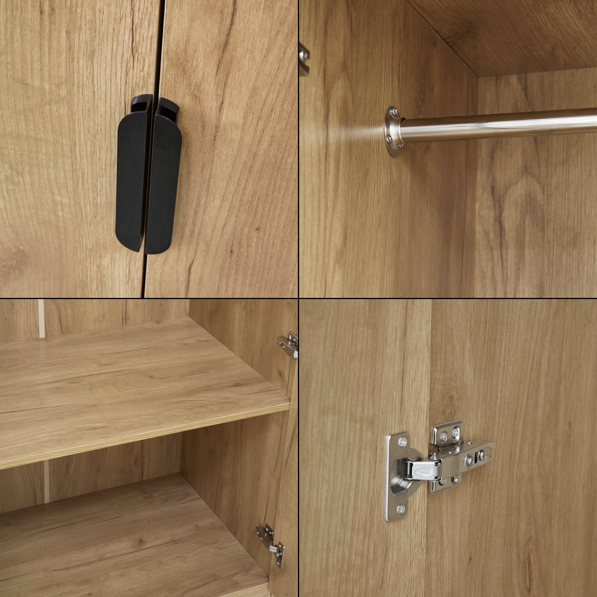 Armadio Guardaroba Eiselfing 176 x 80 x 52 cm Effetto Rovere [en.casa]