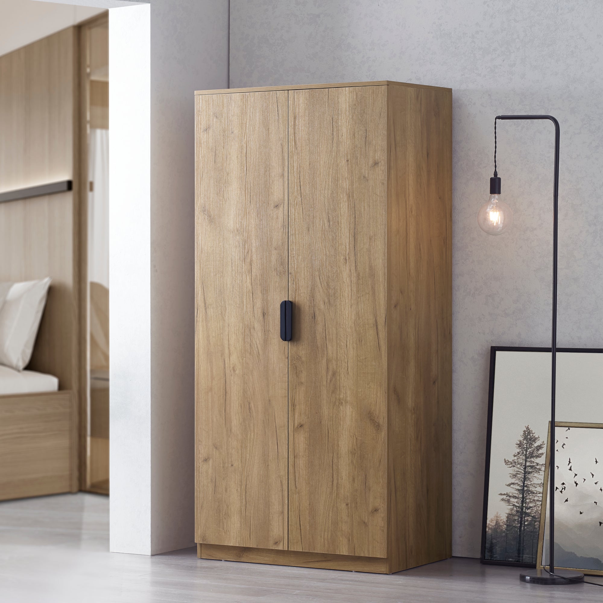 Armadio Guardaroba Eiselfing con 4 Scomparti 176 x 80 x 52 cm Effetto Rovere [en.casa]