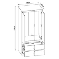 Armadio Guardaroba Bastheim con Cassetti 176 x 80 x 52 cm Effetto Rovere [en.casa]