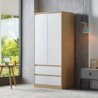 Armadio Guardaroba Bastheim con Cassetti 176 x 80 x 52 cm Effetto Rovere [en.casa]