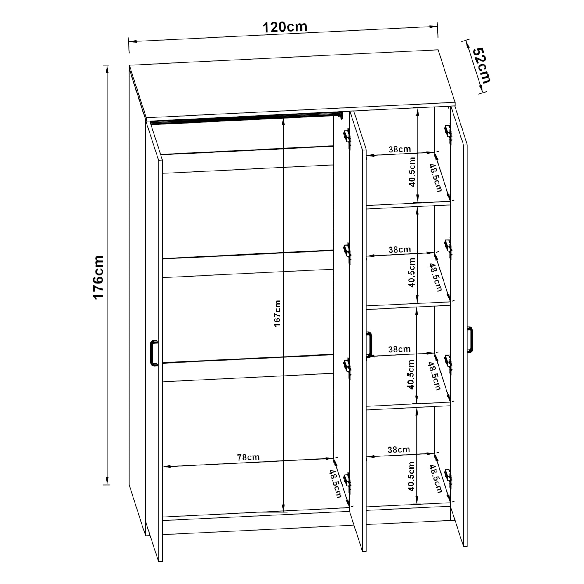 Armadio Guardaroba Bodolz 176 x 120 x 52 cm Effetto Rovere Sonoma [en.casa]
