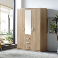 Armadio Guardaroba Bodolz con Cassettiera e Specchio 176 x 120 x 52 cm Effetto Rovere Sonoma [en.casa]