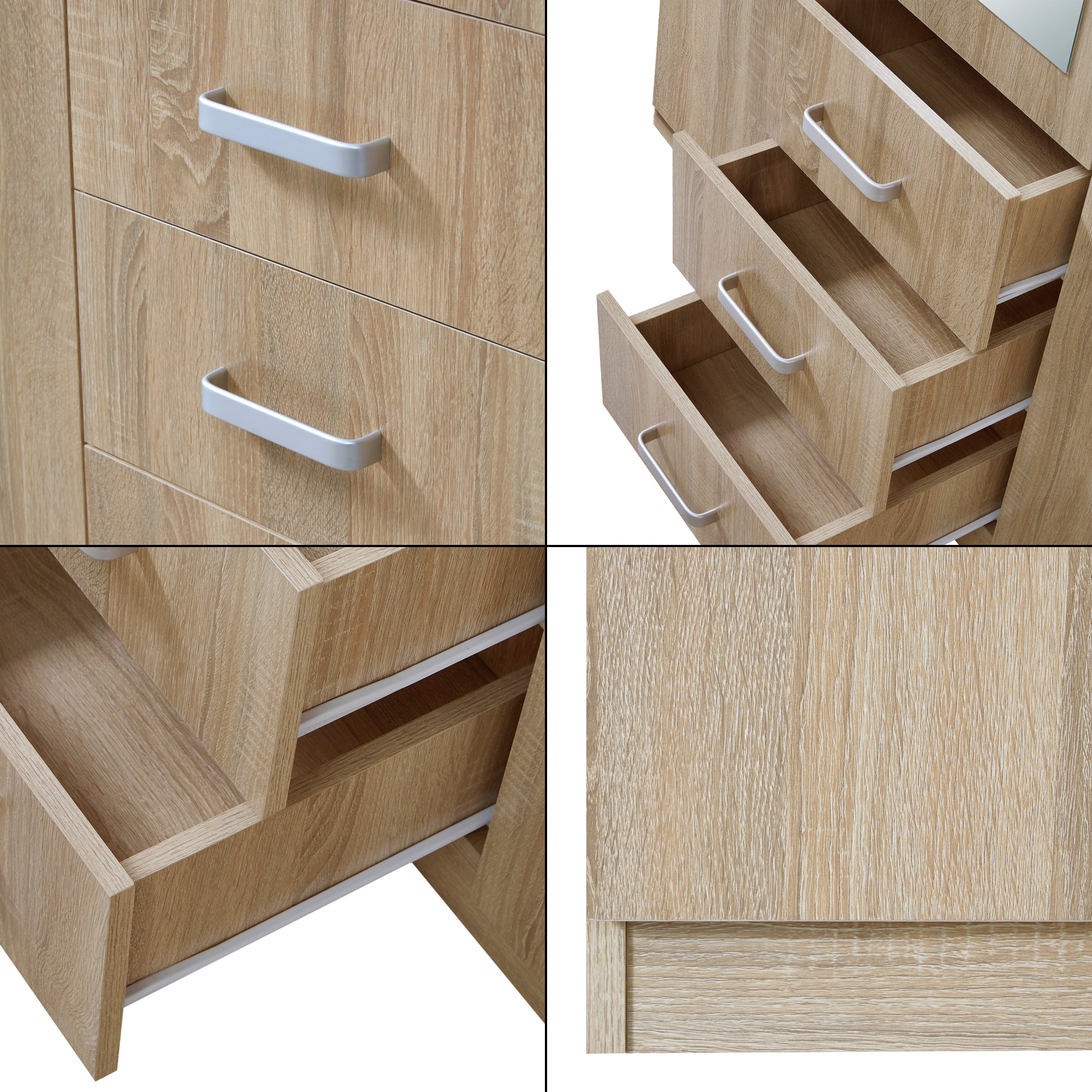 Armadio Guardaroba Bodolz con Cassettiera e Specchio 176 x 120 x 52 cm Effetto Rovere Sonoma [en.casa]