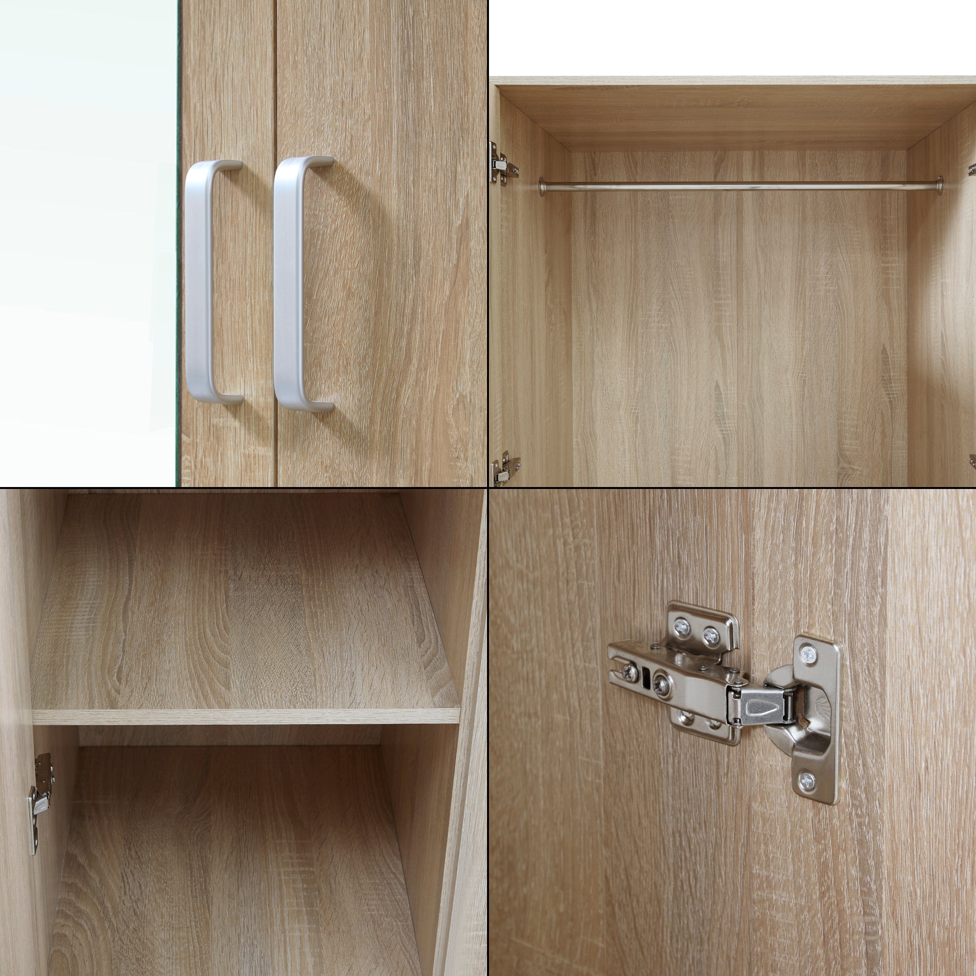 Armadio Guardaroba Bodolz con Cassettiera e Specchio 176 x 120 x 52 cm Effetto Rovere Sonoma [en.casa]