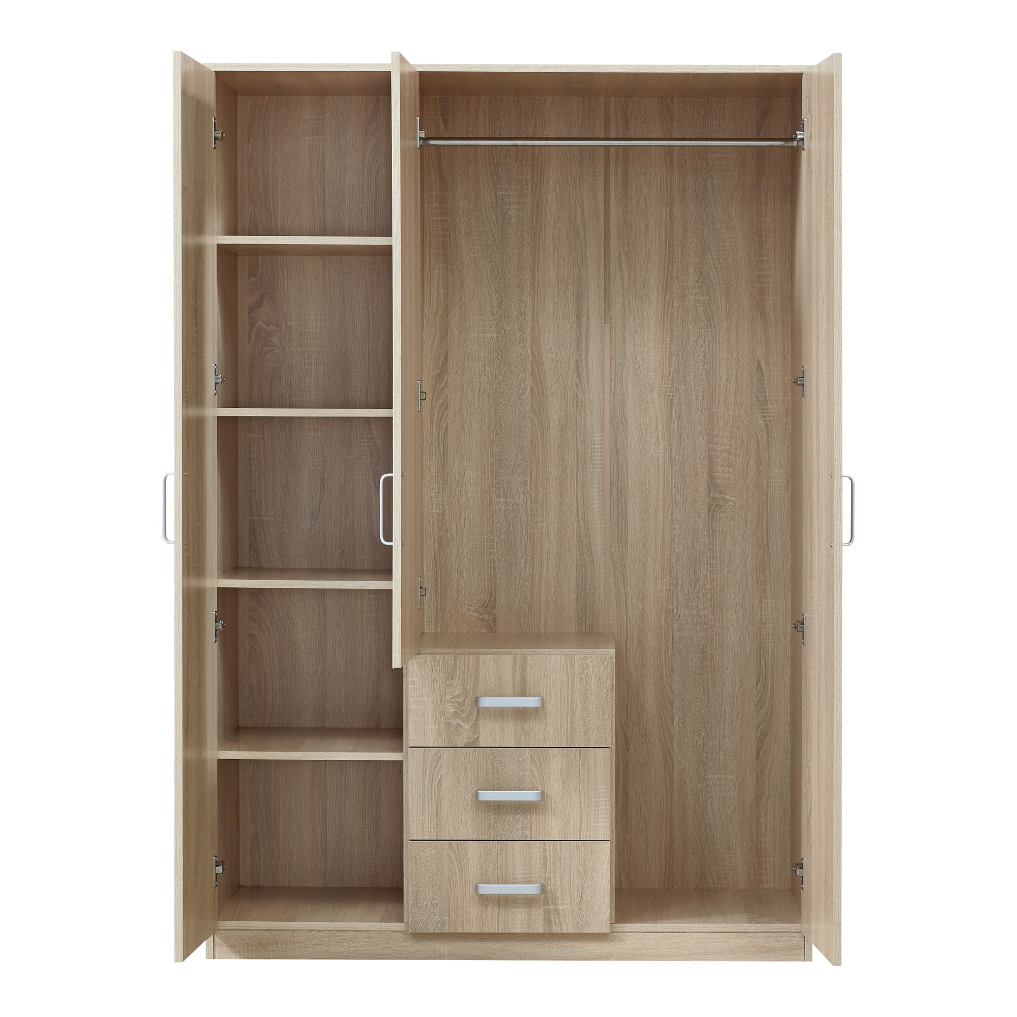 Armadio Guardaroba Bodolz con Cassettiera e Specchio 176 x 120 x 52 cm Effetto Rovere Sonoma [en.casa]