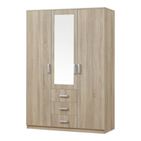 Armadio Guardaroba Bodolz con Cassettiera e Specchio 176 x 120 x 52 cm Effetto Rovere Sonoma [en.casa]