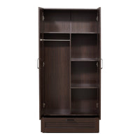 Armadio Guardaroba Finning con Ante a Persiana e Cassetto 176 x 80 x 52 cm Effetto Noce Scuro [en.casa]