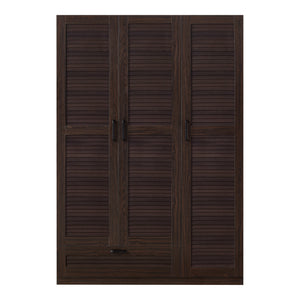 Armadio Guardaroba Finning con Ante a Persiana e Cassetto 176 x 120 x 52 cm Effetto Noce Scuro [en.casa]