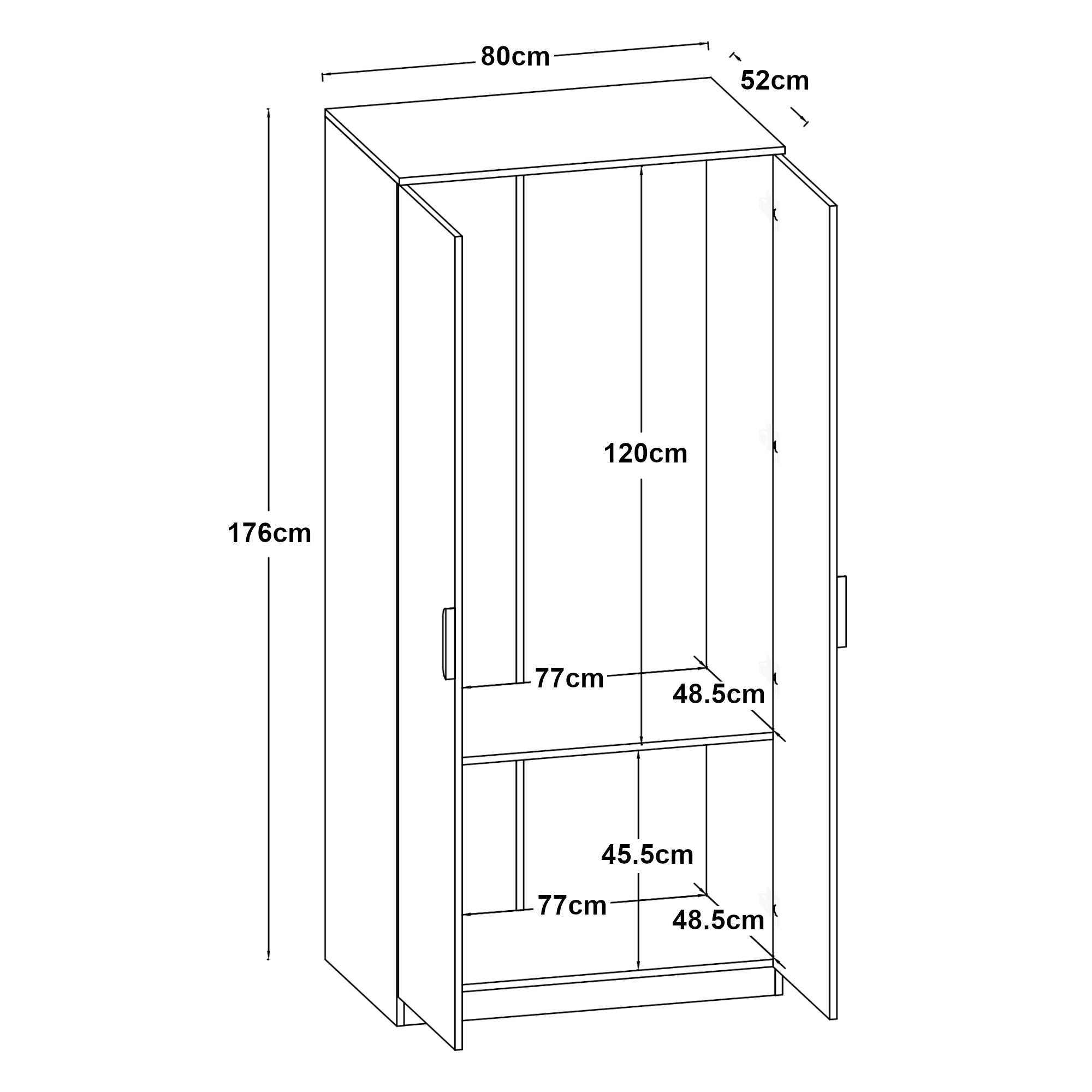 Armadio Guardaroba Eiselfing 176 x 80 x 52 cm Grigio [en.casa]