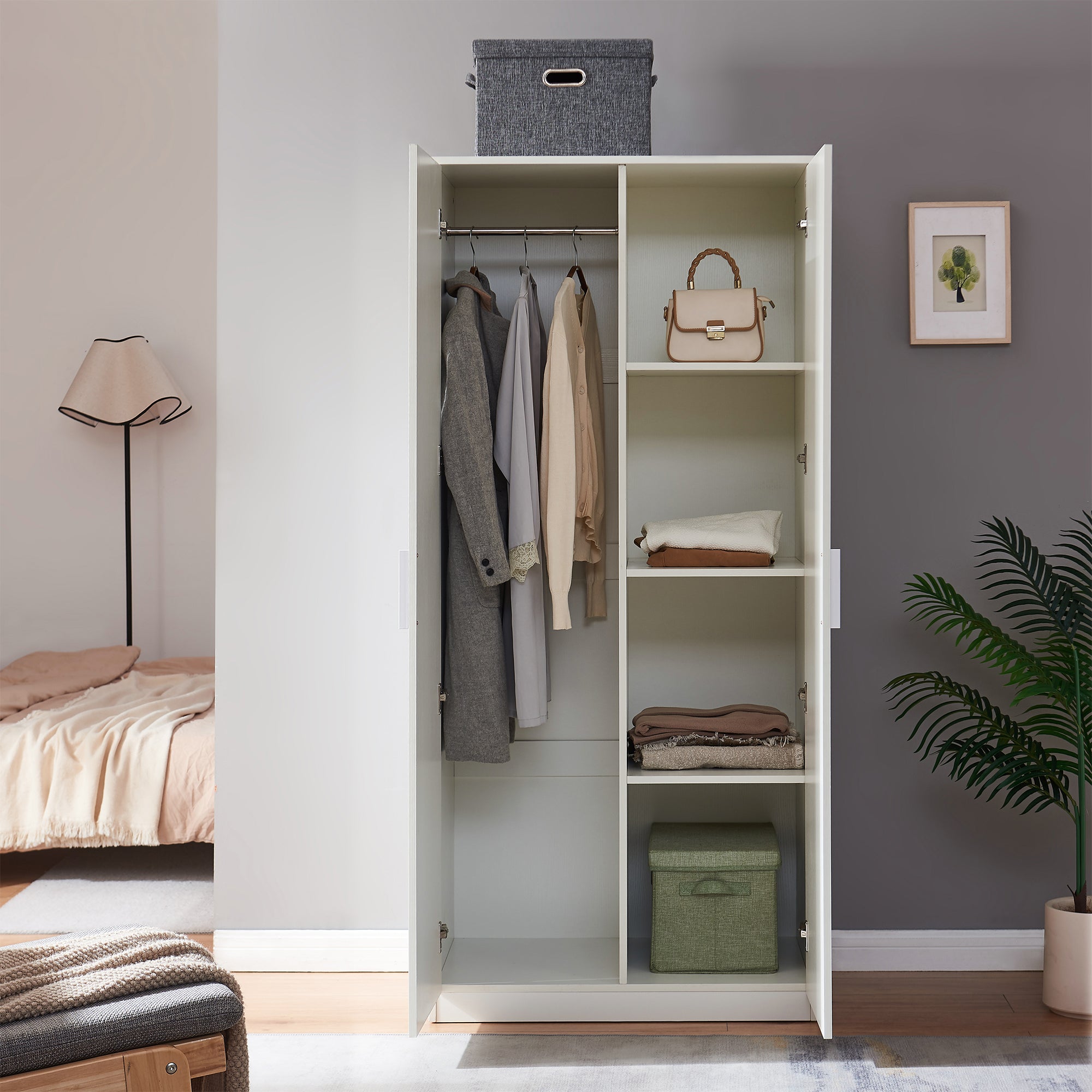 Armadio Guardaroba Eiselfing con 4 Scomparti 176 x 80 x 52 cm Bianco [en.casa]