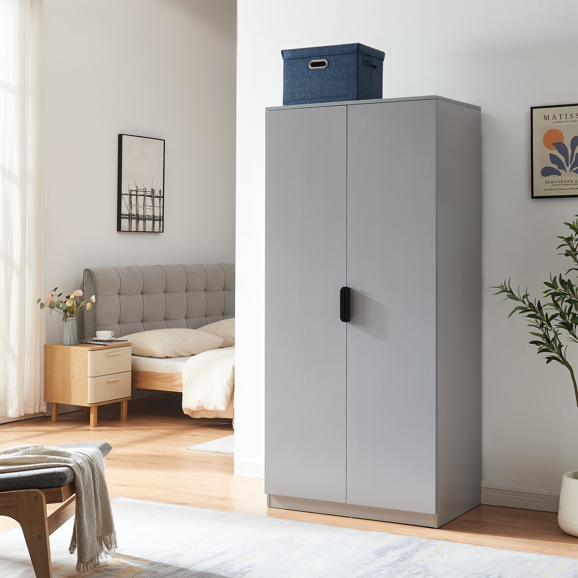 Armadio Guardaroba Eiselfing con 4 Scomparti 176 x 80 x 52 cm Grigio [en.casa]