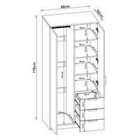Armadio Guardaroba Eiselfing con Scomparti e Cassetti 176 x 80 x 52 cm Bianco [en.casa]