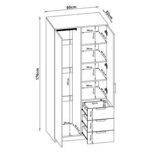 Armadio Guardaroba Eiselfing con Scomparti e Cassetti 176 x 80 x 52 cm Bianco [en.casa]