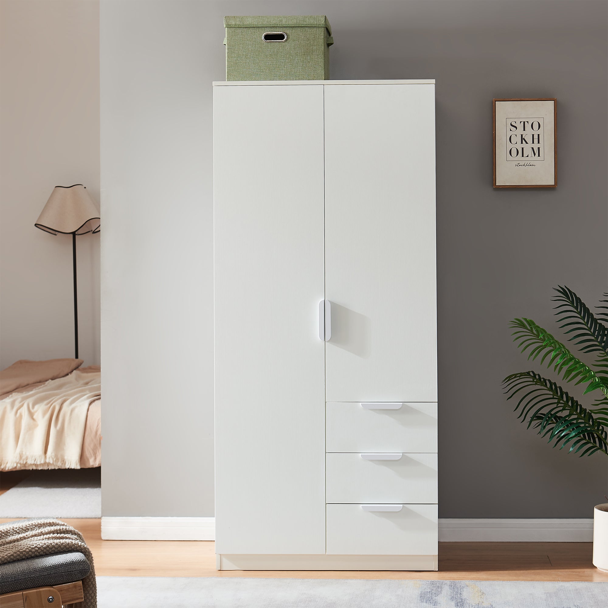 Armadio Guardaroba Eiselfing con Scomparti e Cassetti 176 x 80 x 52 cm Bianco [en.casa]