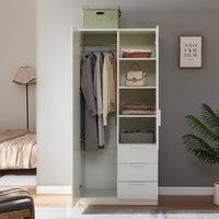 Armadio Guardaroba Eiselfing con Scomparti e Cassetti 176 x 80 x 52 cm Bianco [en.casa]