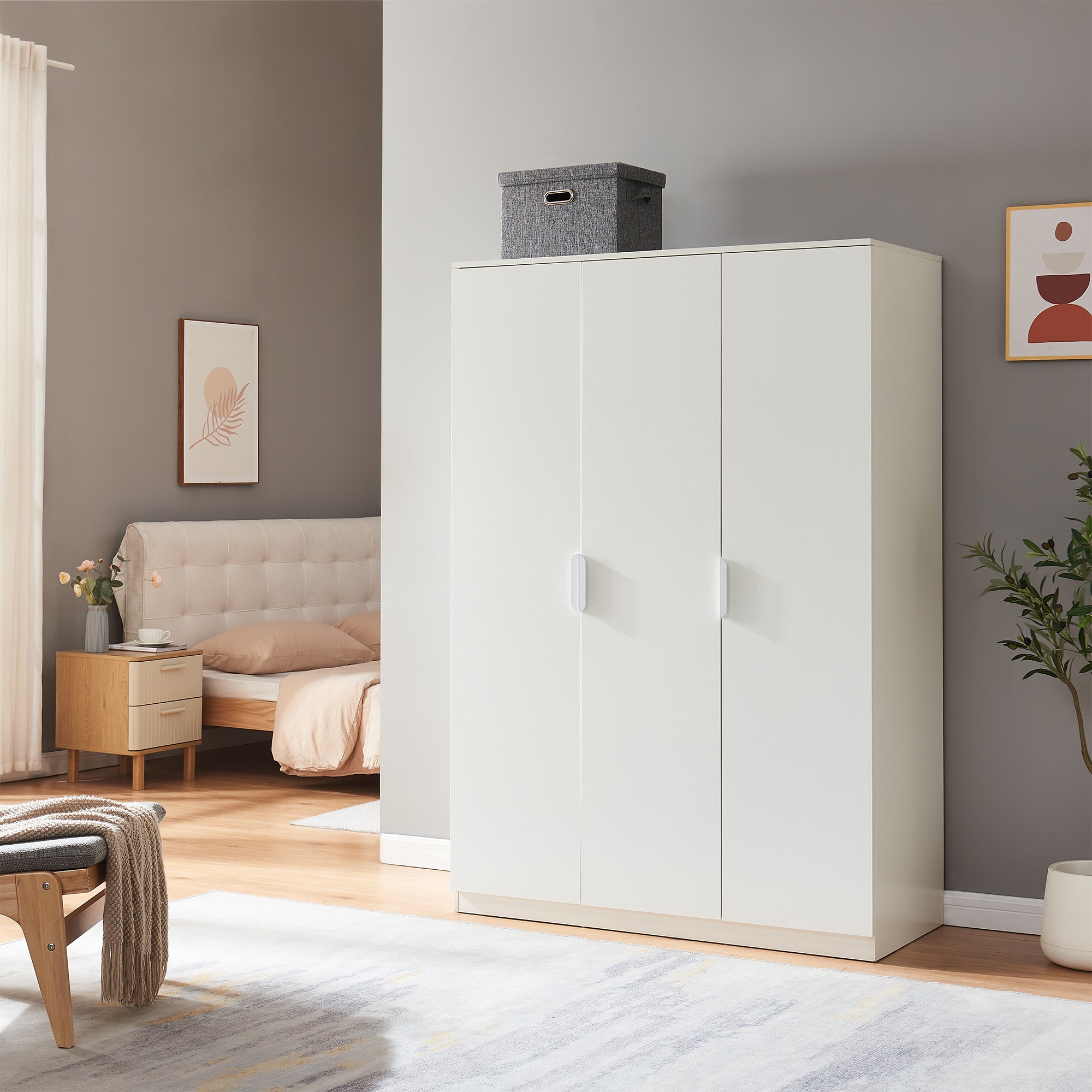 Armadio Guardaroba Eiselfing con 4 Scomparti 176 x 120 x 52 cm Bianco [en.casa]