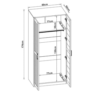 Armadio Guardaroba Finning con Ante a Persiana 176 x 80 x 52 cm Bianco [en.casa]