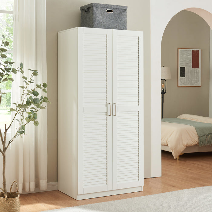 Armadio Guardaroba Finning con Ante a Persiana 176 x 80 x 52 cm Bianco [en.casa]