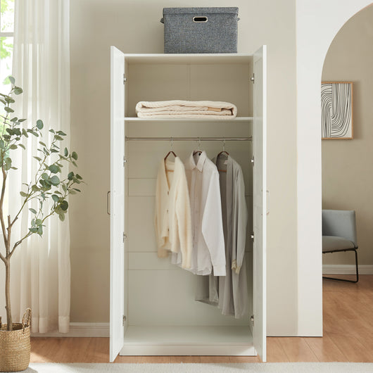 Armadio Guardaroba Finning con Ante a Persiana 176 x 80 x 52 cm Bianco [en.casa]