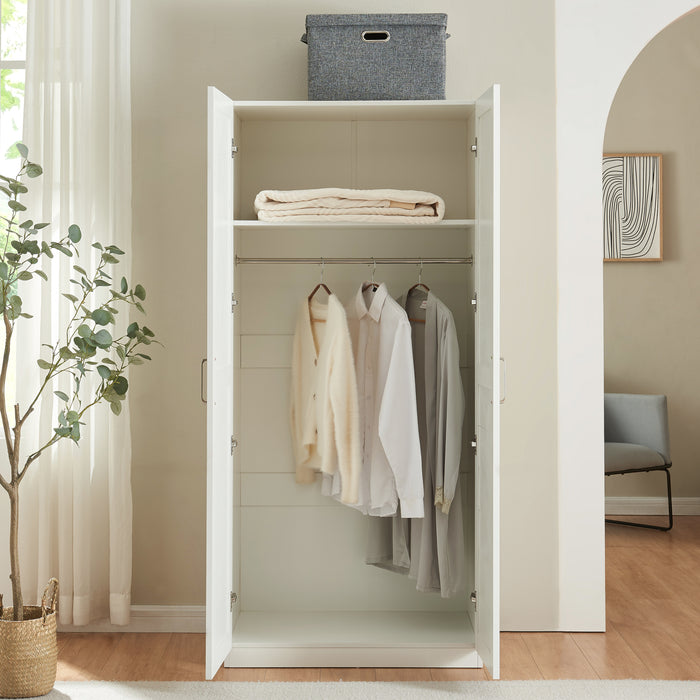 Armadio Guardaroba Finning con Ante a Persiana 176 x 80 x 52 cm Bianco [en.casa]