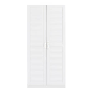 Armadio Guardaroba Finning con Ante a Persiana 176 x 80 x 52 cm Bianco [en.casa]