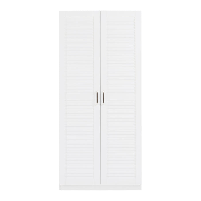 Armadio Guardaroba Finning con Ante a Persiana 176 x 80 x 52 cm Bianco [en.casa]