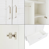 Armadio Guardaroba Finning con Ante a Persiana e Cassetto 176 x 80 x 52 cm Bianco [en.casa]