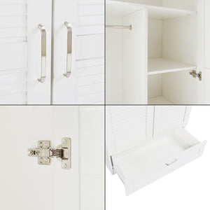 Armadio Guardaroba Finning con Ante a Persiana e Cassetto 176 x 80 x 52 cm Bianco [en.casa]