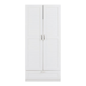 Armadio Guardaroba Finning con Ante a Persiana e Cassetto 176 x 80 x 52 cm Bianco [en.casa]