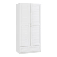 Armadio Guardaroba Finning con Ante a Persiana e Cassetto 176 x 80 x 52 cm Bianco [en.casa]
