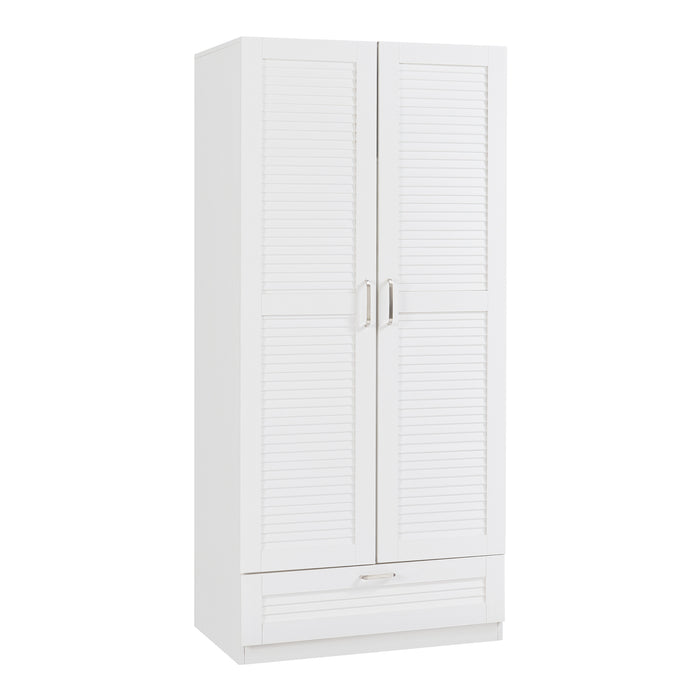 Armadio Guardaroba Finning con Ante a Persiana e Cassetto 176 x 80 x 52 cm Bianco [en.casa]