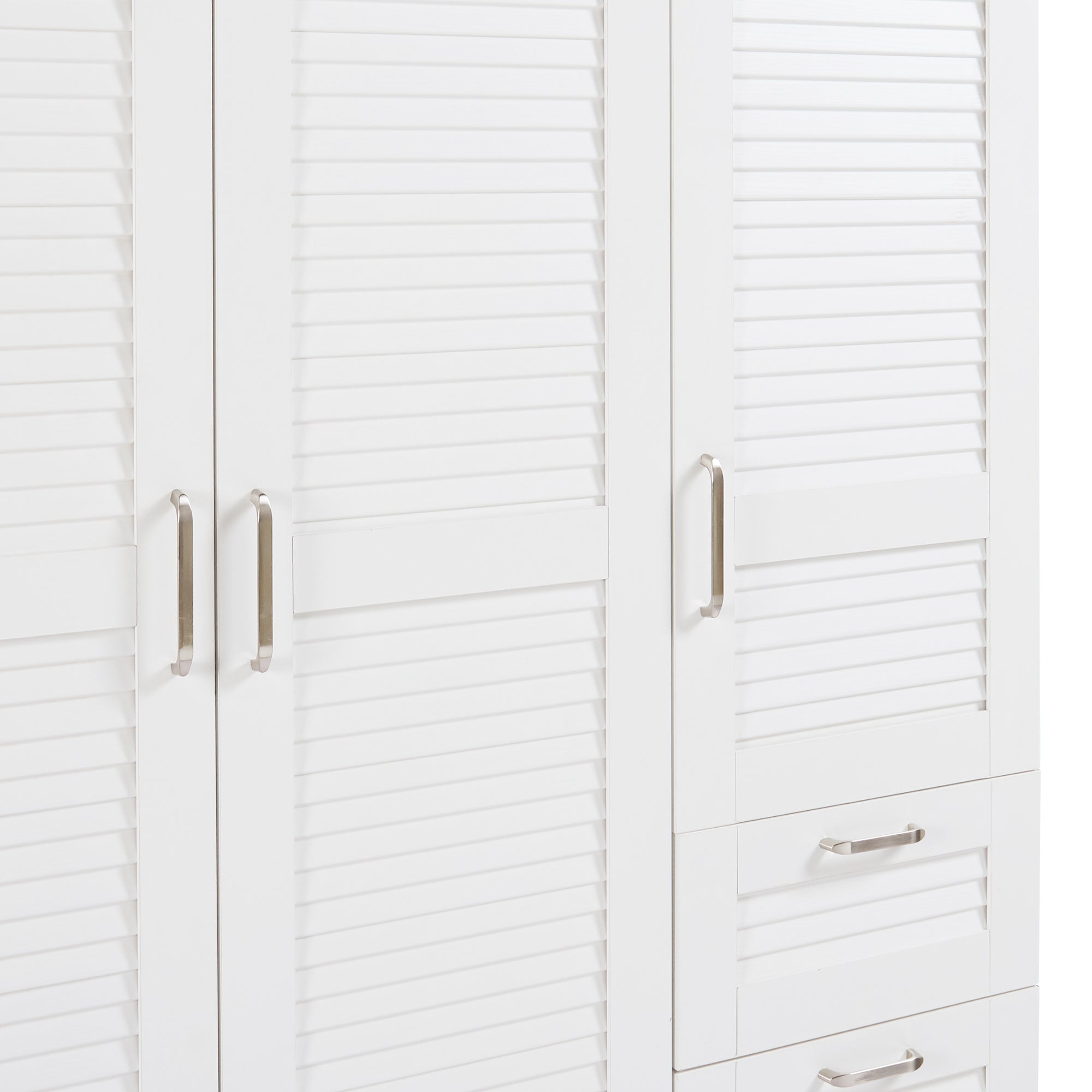 Armadio Guardaroba Finning con Ante a Persiana e Cassettiera 176 x 120 x 52 cm Bianco [en.casa]