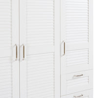 Armadio Guardaroba Finning con Ante a Persiana e Cassettiera 176 x 120 x 52 cm Bianco [en.casa]