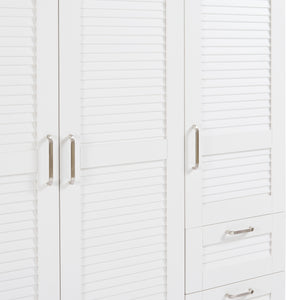 Armadio Guardaroba Finning con Ante a Persiana e Cassettiera 176 x 120 x 52 cm Bianco [en.casa]