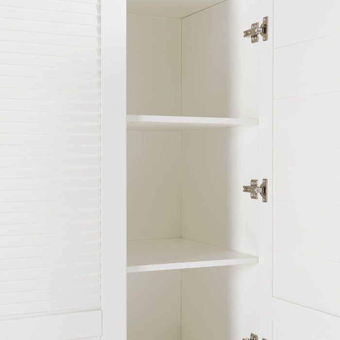 Armadio Guardaroba Finning con Ante a Persiana e Cassettiera 176 x 120 x 52 cm Bianco [en.casa]