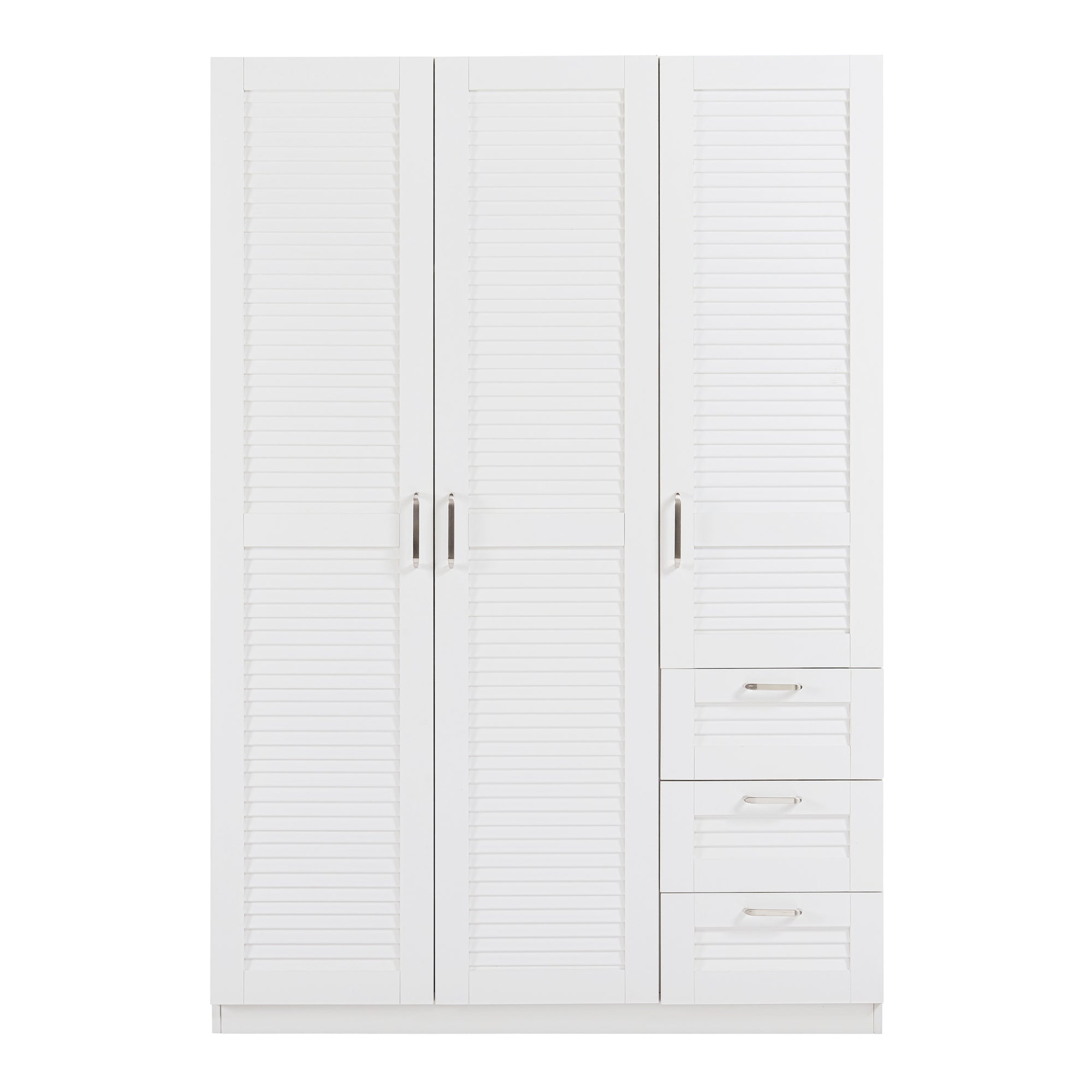 Armadio Guardaroba Finning con Ante a Persiana e Cassettiera 176 x 120 x 52 cm Bianco [en.casa]