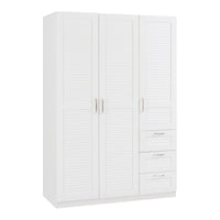 Armadio Guardaroba Finning con Ante a Persiana e Cassettiera 176 x 120 x 52 cm Bianco [en.casa]