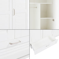 Armadio Guardaroba Finning con Ante a Persiana e Cassetto 176 x 120 x 52 cm Bianco [en.casa]