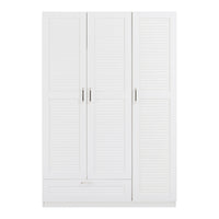 Armadio Guardaroba Finning con Ante a Persiana e Cassetto 176 x 120 x 52 cm Bianco [en.casa]