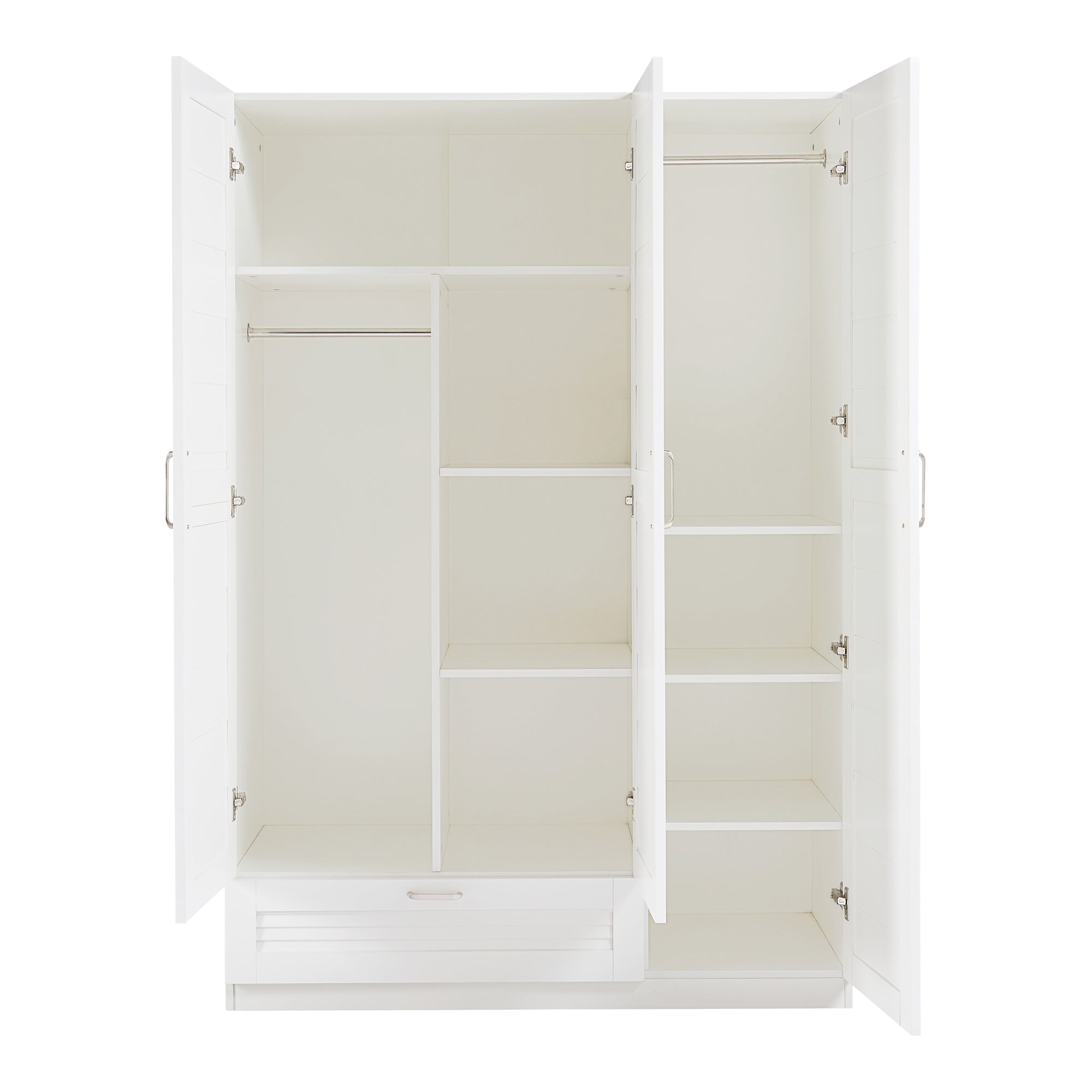 Armadio Guardaroba Finning con Ante a Persiana e Cassetto 176 x 120 x 52 cm Bianco [en.casa]
