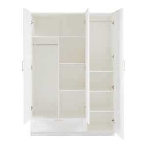 Armadio Guardaroba Finning con Ante a Persiana e Cassetto 176 x 120 x 52 cm Bianco [en.casa]