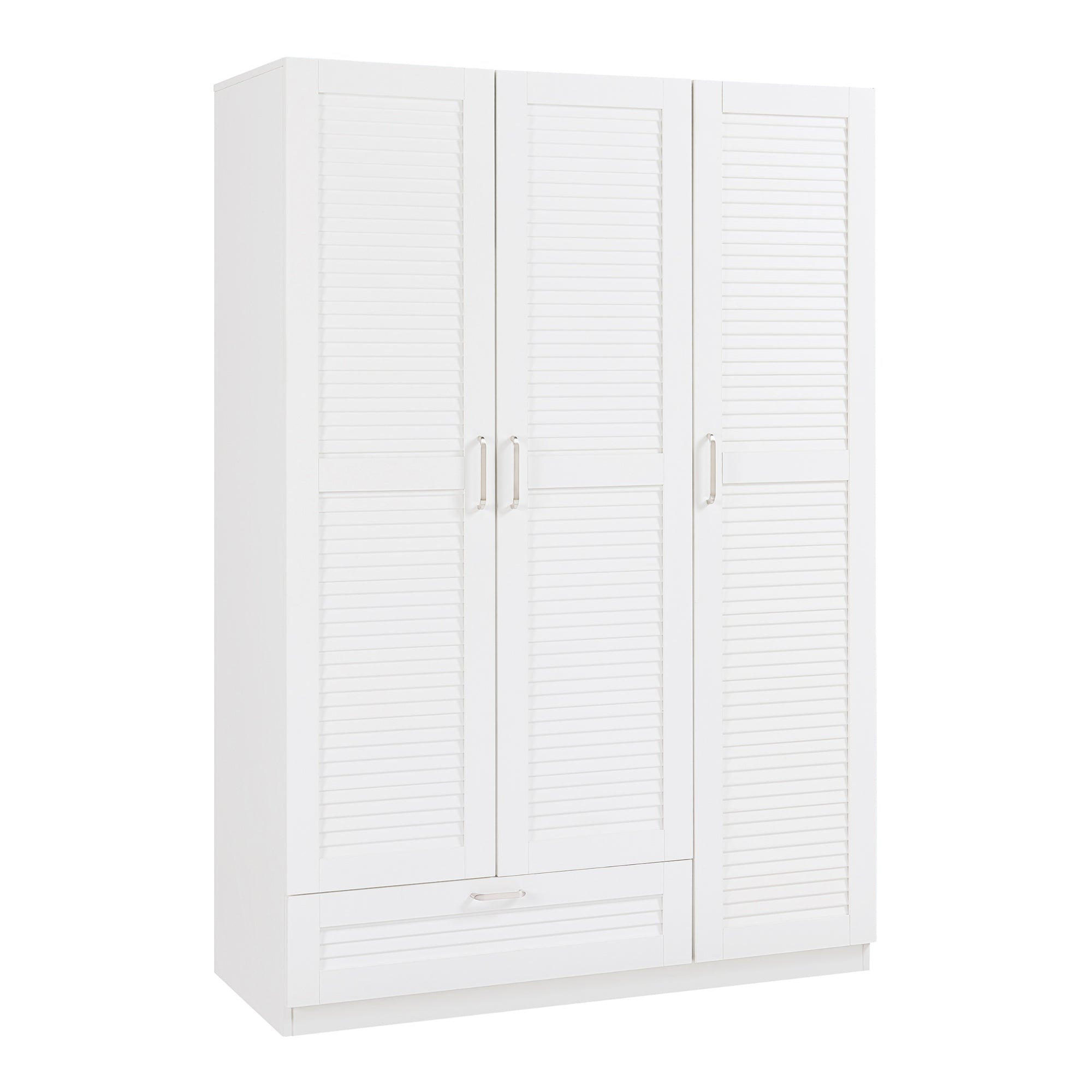 Armadio Guardaroba Finning con Ante a Persiana e Cassetto 176 x 120 x 52 cm Bianco [en.casa]