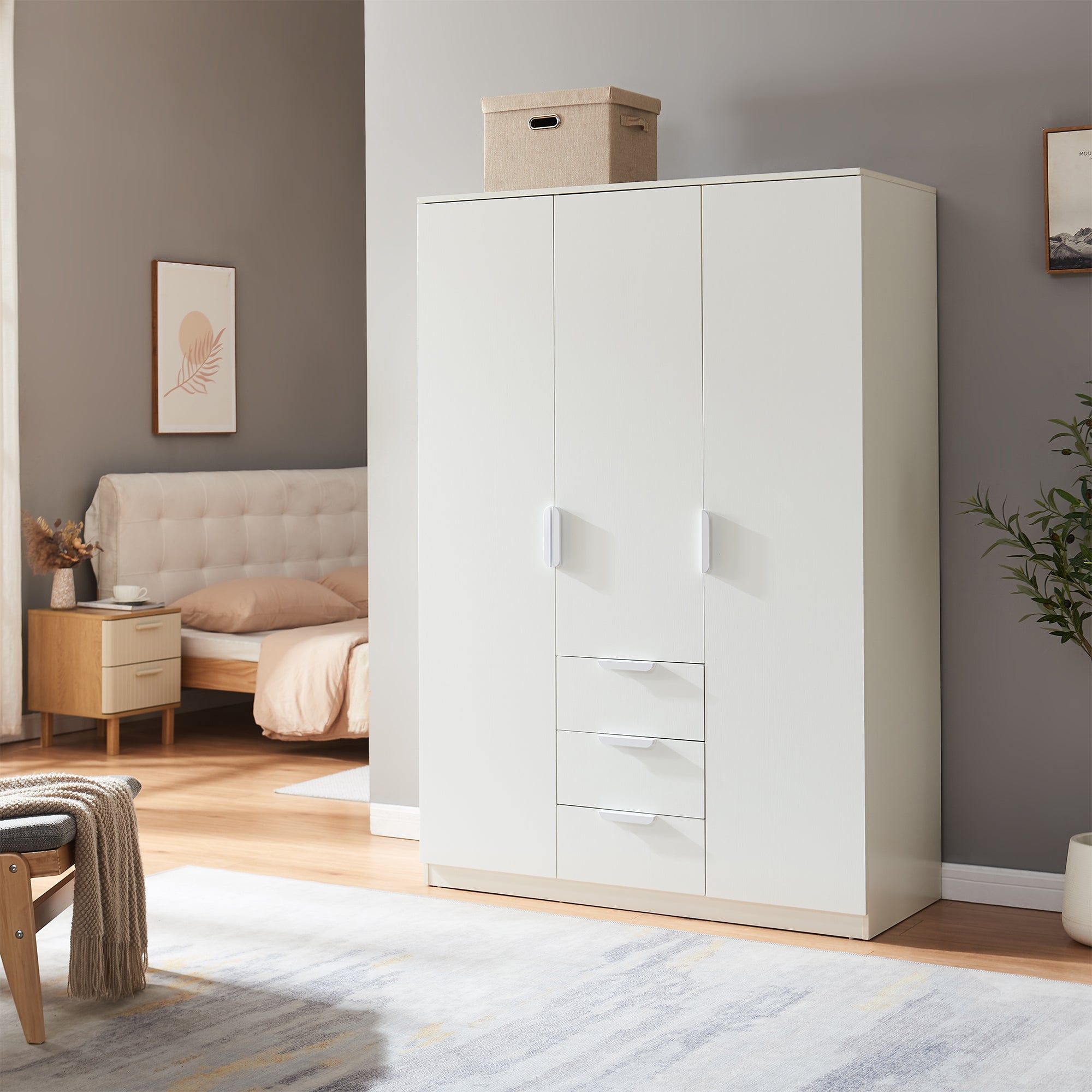 Armadio Guardaroba Eiselfing con Scomparti e Cassetti 176 x 120 x 52 cm Bianco [en.casa]